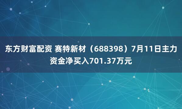 东方财富配资 赛特新材（688398）7月11日主力资金净买入701.37万元