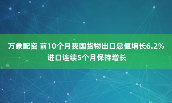 万象配资 前10个月我国货物出口总值增长6.2% 进口连续5个月保持增长