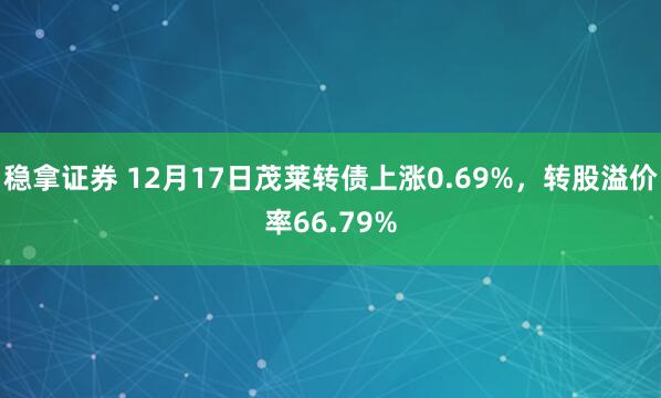 稳拿证券 12月17日茂莱转债上涨0.69%，转股溢价率66.79%